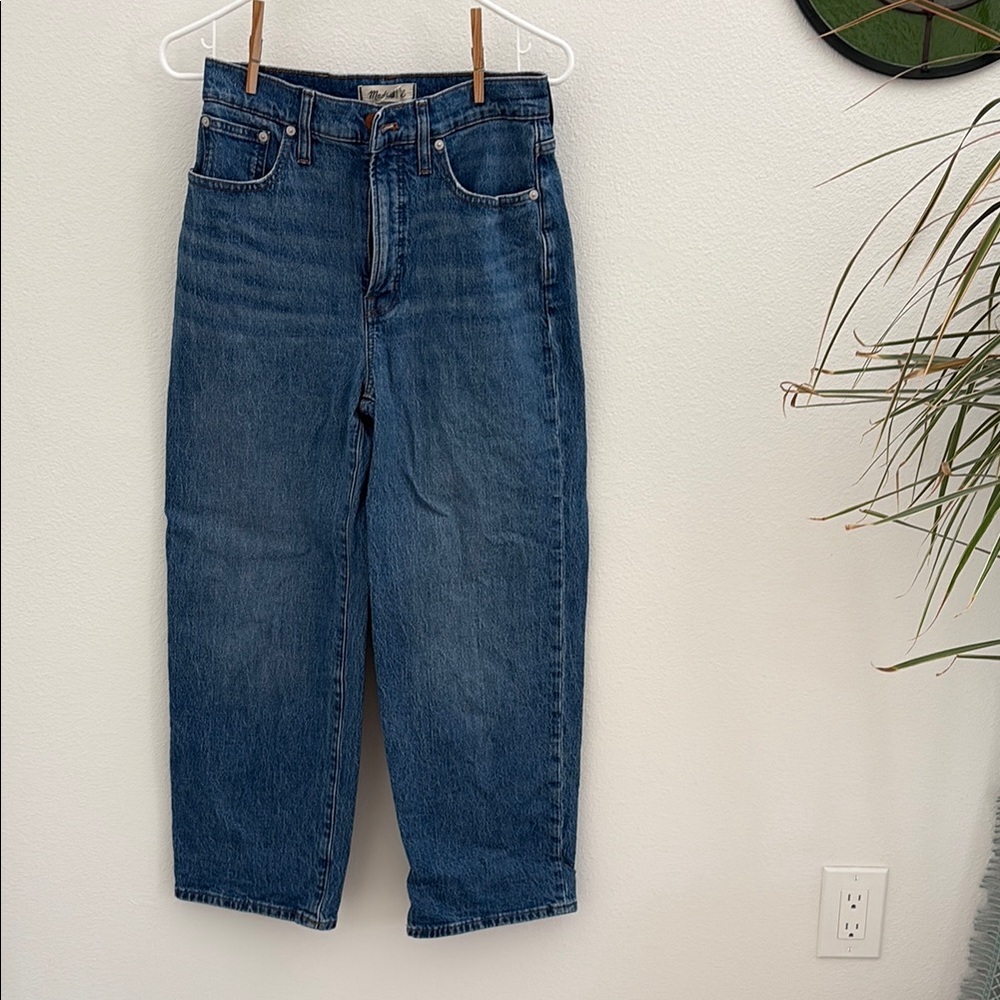Madewell perfect vintage wide leg crop denim blue jeans